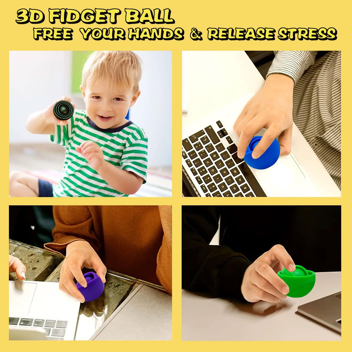 Paquete de 4 juguetes sensoriales para la ansiedad, bola giratoria 3D divertida con giro infinito, juguetes para niños y adultos, juguetes para