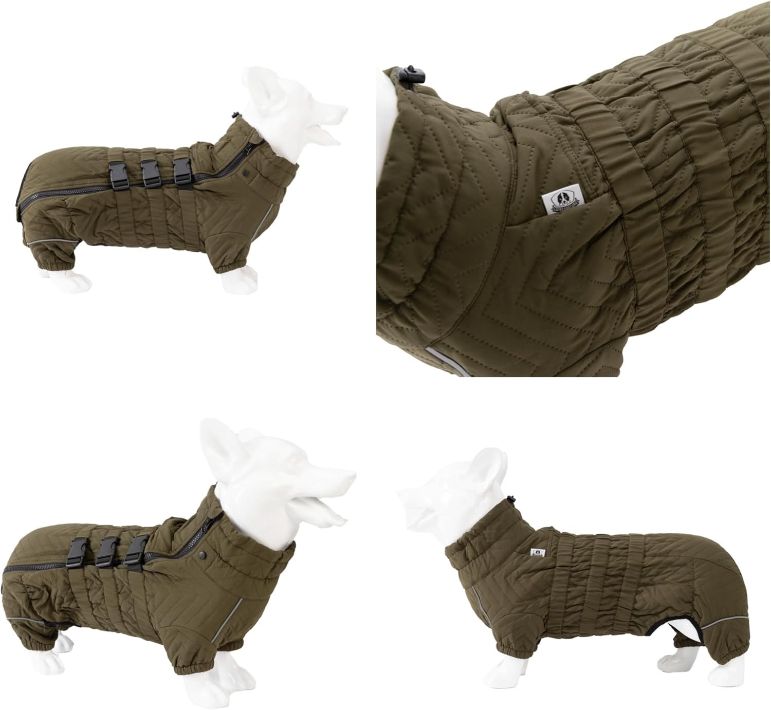 Abrigo cálido para perro, chaleco de doble capa para perro, 4 patas cubiertas, resistente al viento, impermeable, reflectante, chaleco cálido para