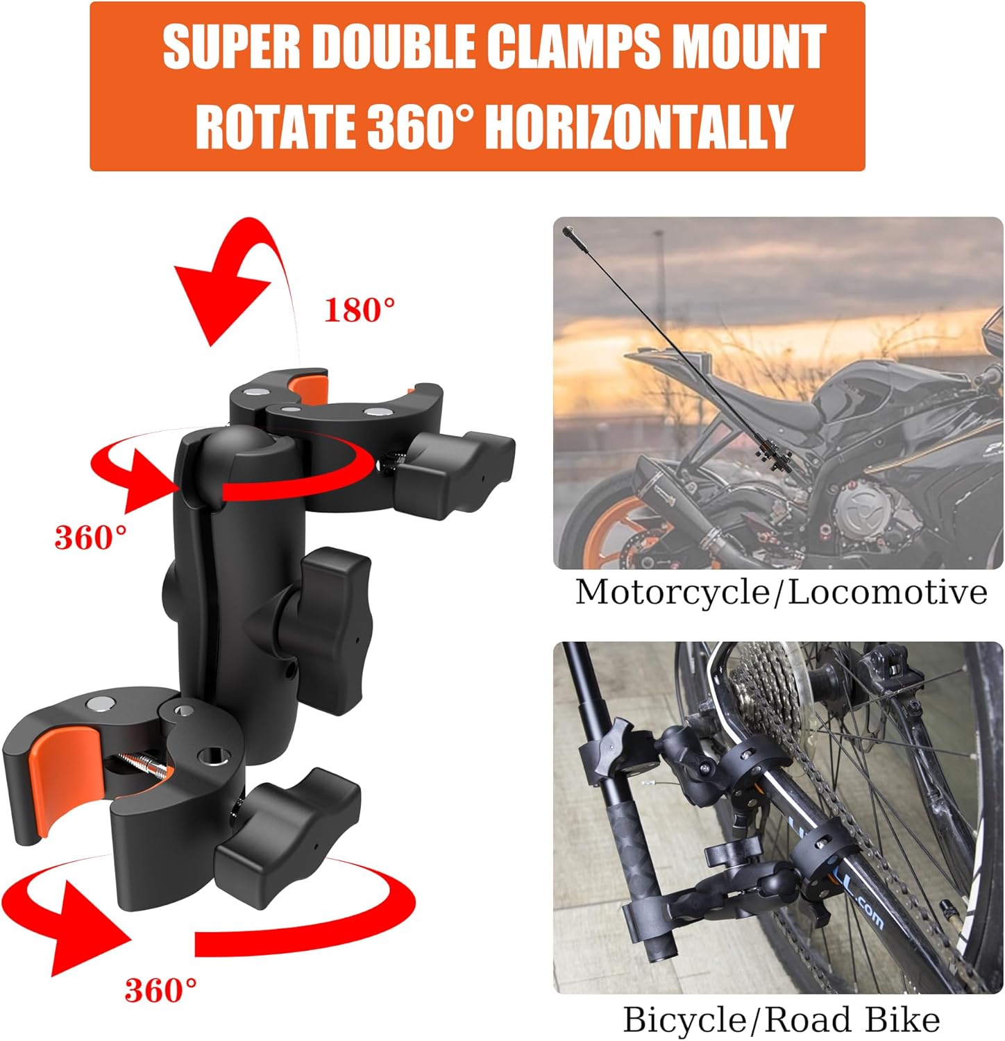 Soporte de manillar de motocicleta para Insta360, soporte de doble abrazadera con palo selfie de 46.5 in para Insta360 X3 X2 X ONE RS R, perfecto