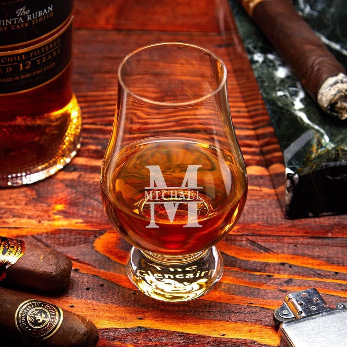 Glencairn Whiskey Set with Engraved Wood Gift Box (Personalized Product)
