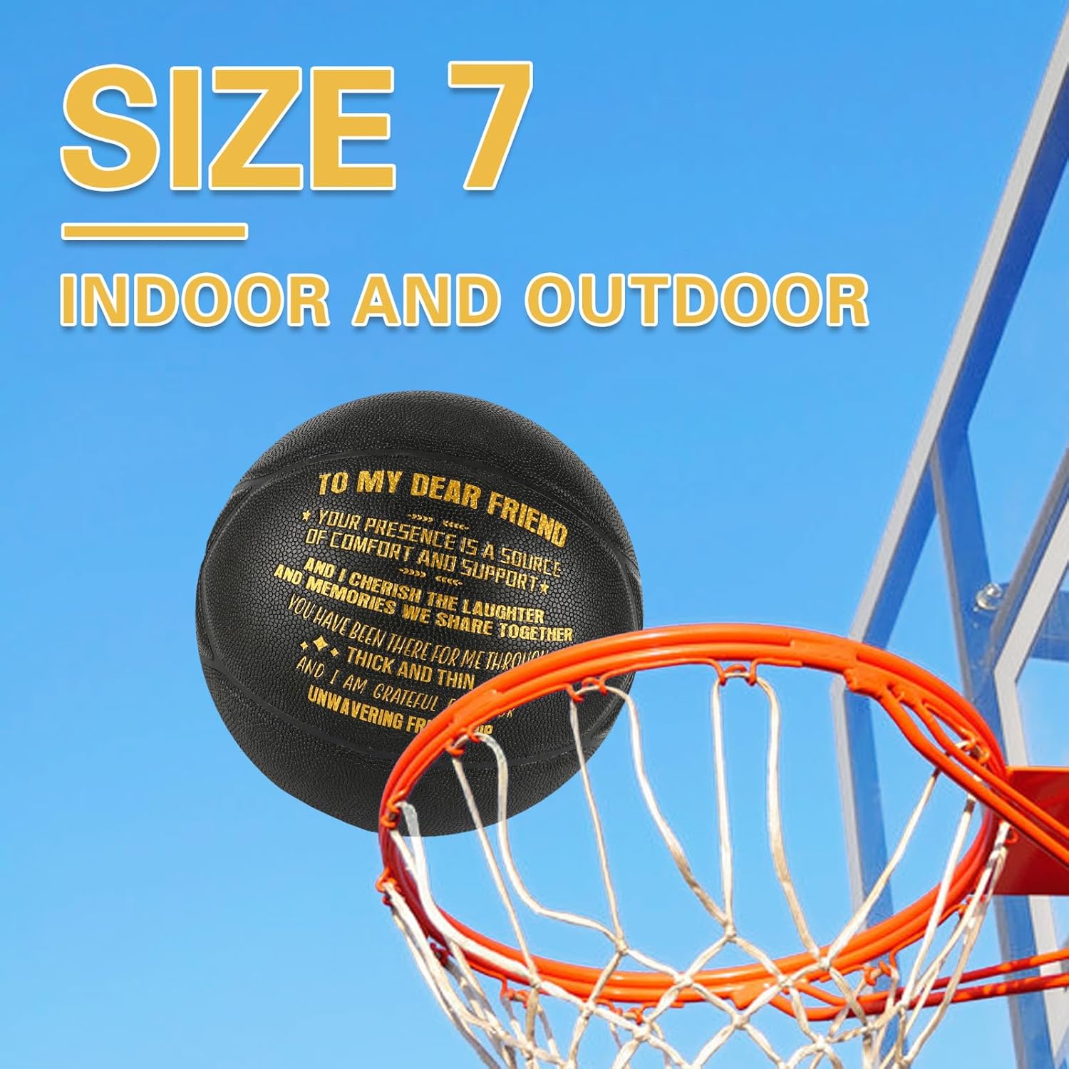 Baloncesto negro grabado de 29.5 pulgadas, regalo ideal personalizado para sorprender a tu amigo en cumpleaños o Navidad