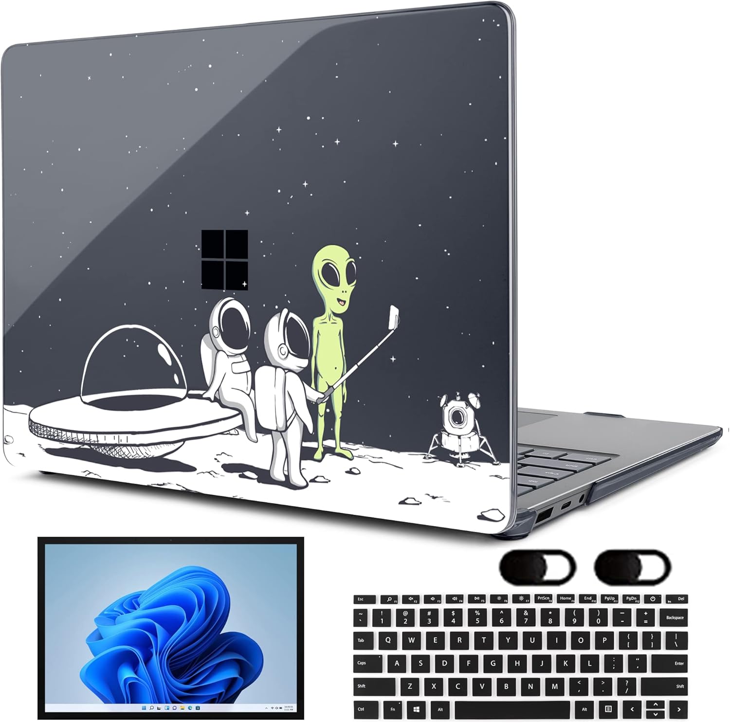 MEEgoodo Funda para portátil Microsoft Surface de 15 pulgadas con reposamanos de metal, funda transparente para 5 4 y 3 generación, carcasa rígida