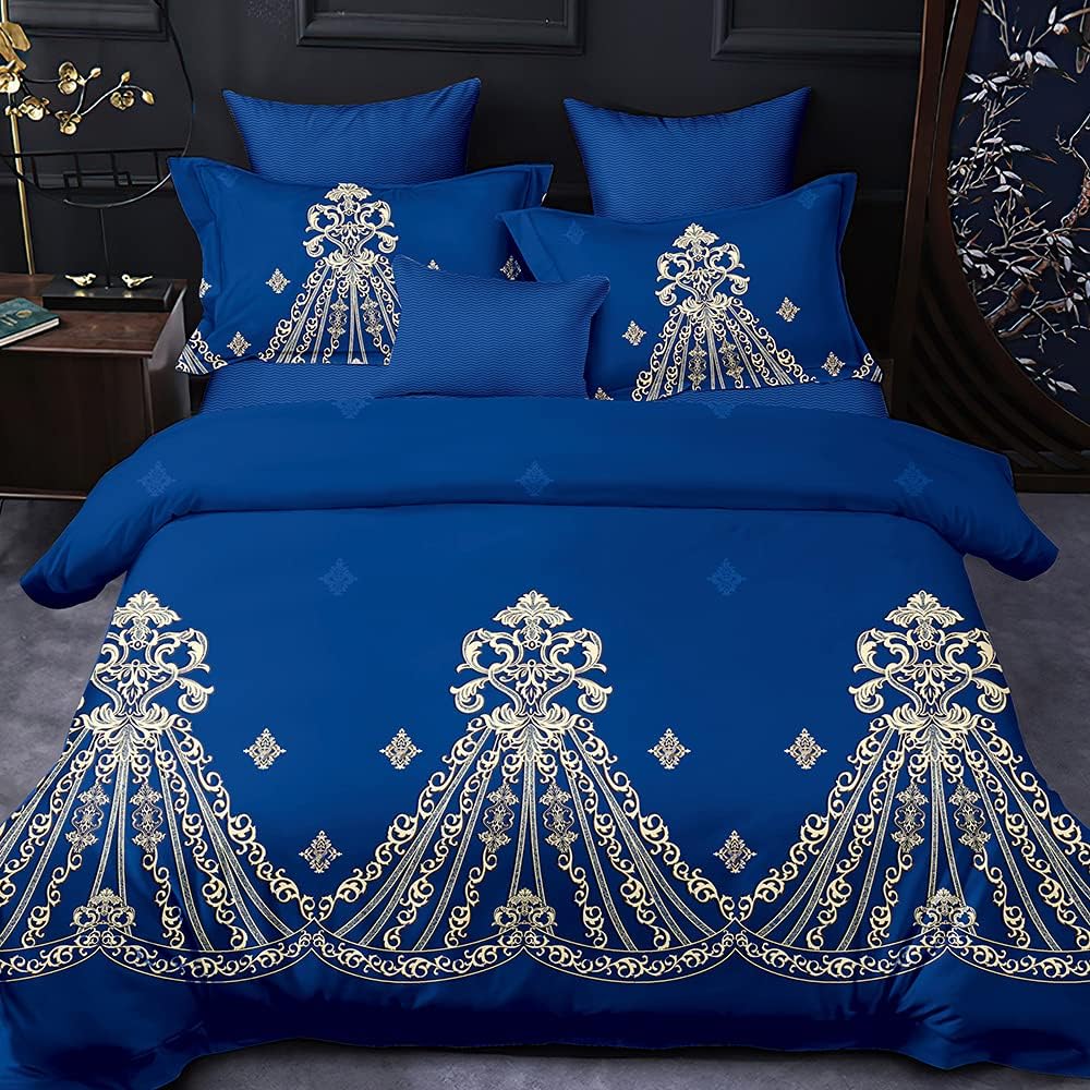 Shatex Juego de edredón azul tamaño individual XL, ropa de cama de 2 piezas para todas las estaciones, ultra suave, 100% microfibra de poliéster,