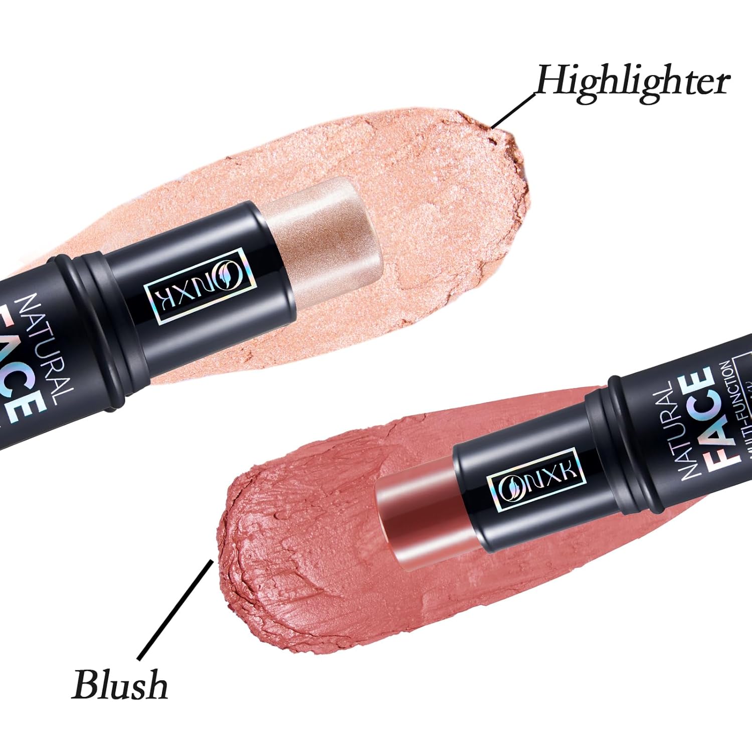 ONXK Lápiz de contorno de crema de maquillaje resaltador, fácil de aplicar, bronceador natural y barra de rubor, no grasa e impermeable, para