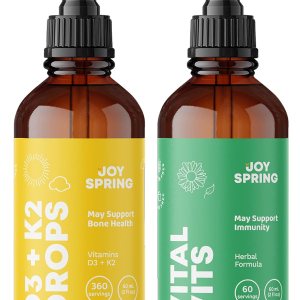JoySpring Gotas de vitamina D para niños pequeños para apoyar el crecimiento y multivitamínico diario con raíz de bardana y saúco para niños JoySpring Gotas de vitamina D para niños pequeños para apoyar el crecimiento y multivitamínico diario con raíz de bardana y saúco para niños