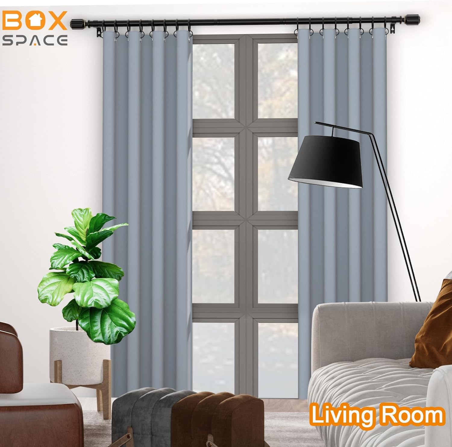 Barras de cortina para ventanas de 66 a 120 pulgadas de diámetro, barras de cortina negras ajustables, decorativas, resistentes, largas, para sala