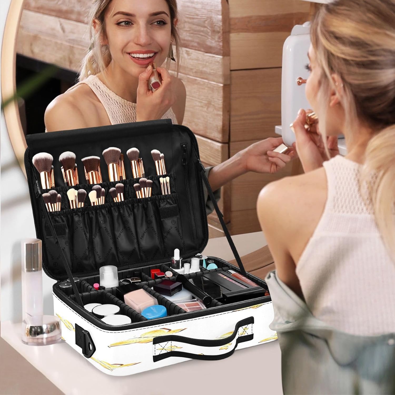 Mariposa Golden Fashion bolsa organizadora de cosméticos de viaje, cepillo de maquillaje grande, bolsa de maquillaje para mujeres, cosméticos,