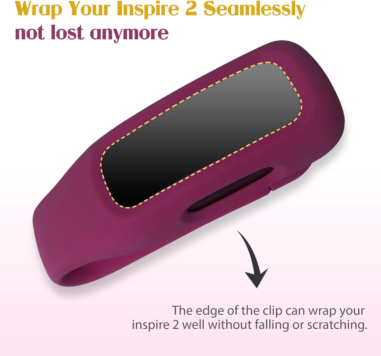 HSWAI Paquete de 3 clips de repuesto para Fitbit Inspire 2Fitbit Inspire 3, clip de silicona suave y cómodo de protección de 360, accesorio