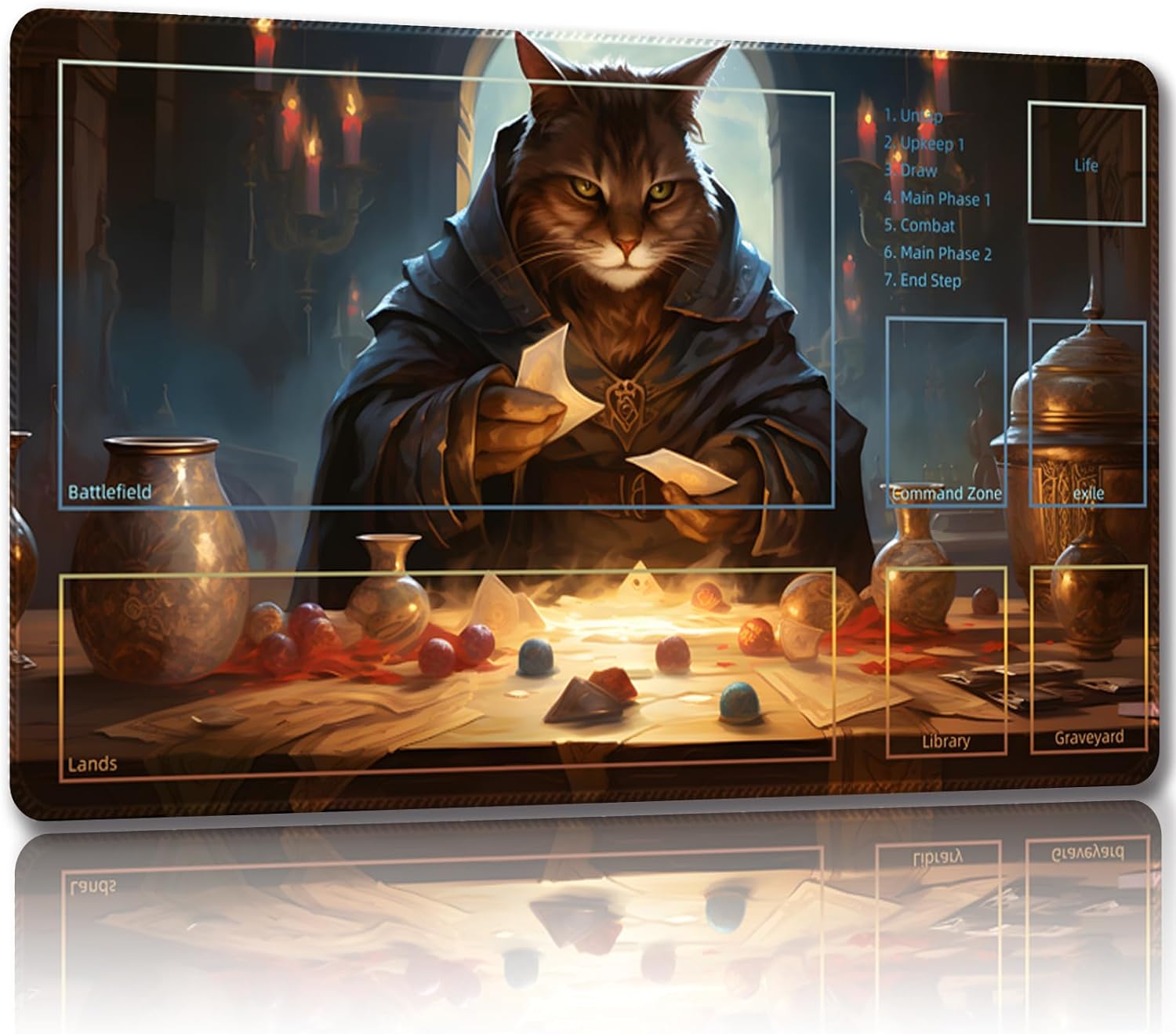 Tapete de juego para MTG, con bolsas de almacenamiento gratis, tapete de juego de 24 x 14 pulgadas, TCG y tapete de juego de mesa para tarjetas,