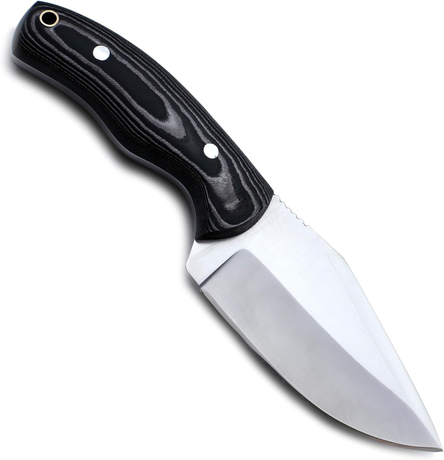 GCS – Cuchillo de caza táctico de acero hecho a mano D2 con funda de cuero y mango de espiga completa diseñado para caza y campamento y EDC GCS 762