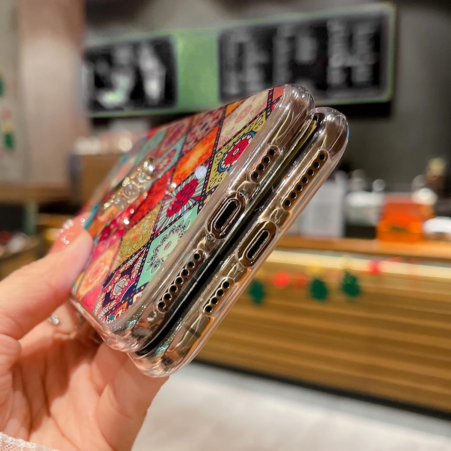 Funda para teléfono Samsung Galaxy S20 Plus con soporte de anillo dorado para niñas y mujeres, linda flor étnica, estilo retro, floral, delgada, a