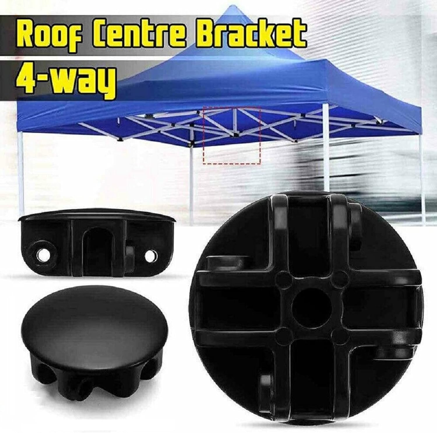 FASTROHY Recambios de la tienda del gazebo emergente 4-Way Roof Center Connector Bracket Replacement Black