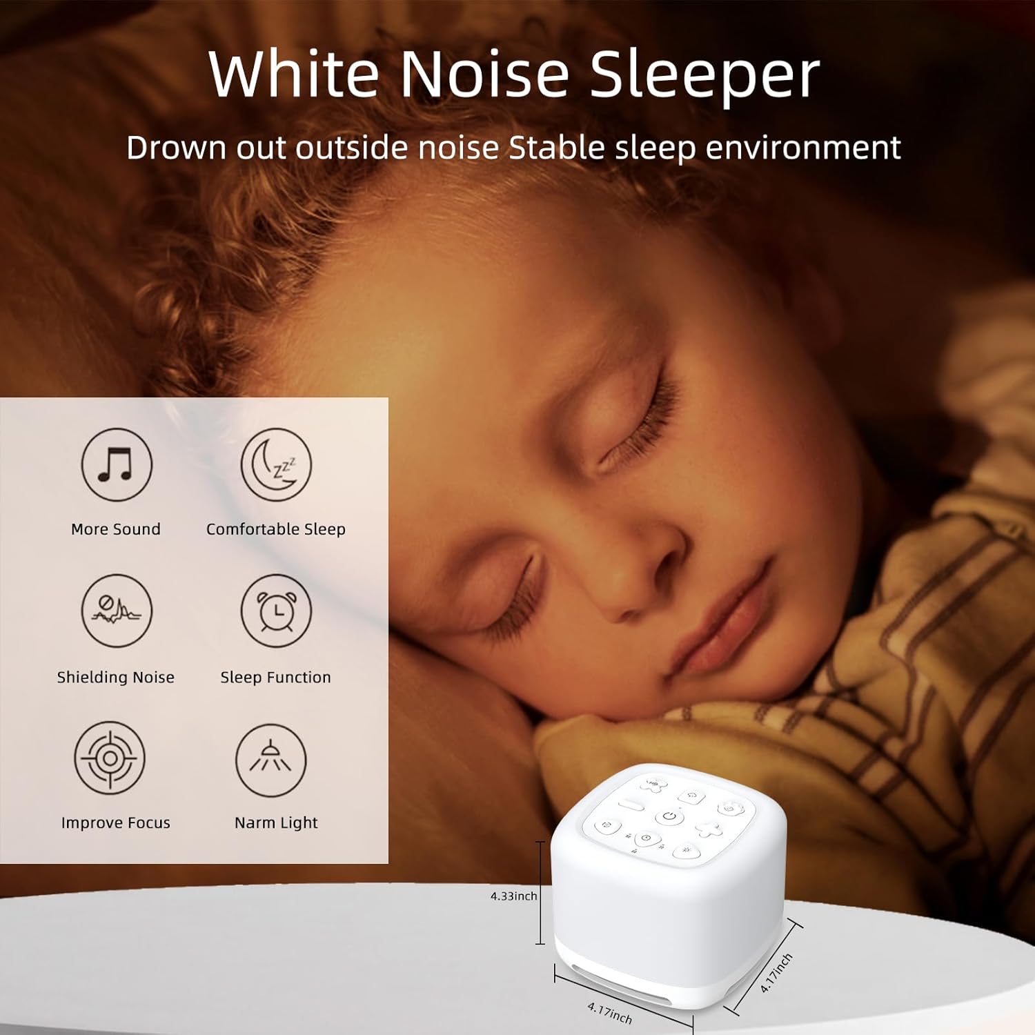 Máquina de ruido blanco, máquina de sonido portátil para bebé adulto, cuenta con batería potente, 40 sonidos relajantes y 8 colores de luz,