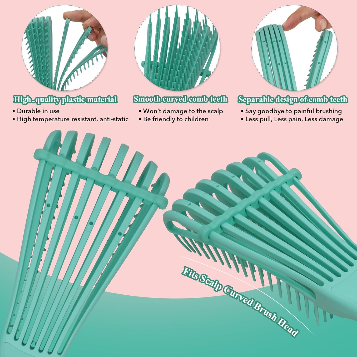 Mscoco Cepillo desenredante para cabello húmedo o seco, cepillo desenredante para cabello rizado, cepillo desenredante con peine de dientes anchos,