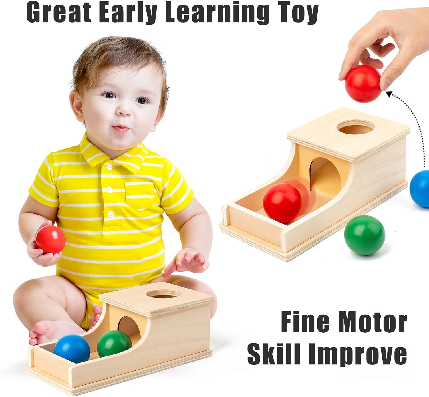 Busy edition Montessori Toys – Caja de permanencia de objetos de madera con sonido suave para bebés de 6 meses, 1, 2, 3 años, juguete para niños