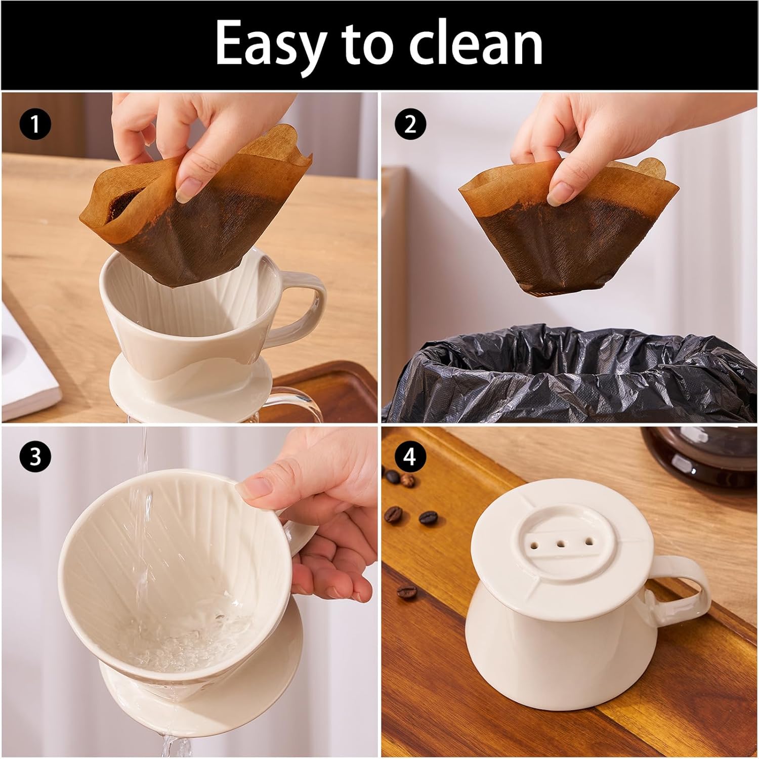 YOLIFE Gotero de café, cafetera de cerámica para verter sobre cono, filtro de infusión lenta de porcelana para viajes, camping, cafetería,