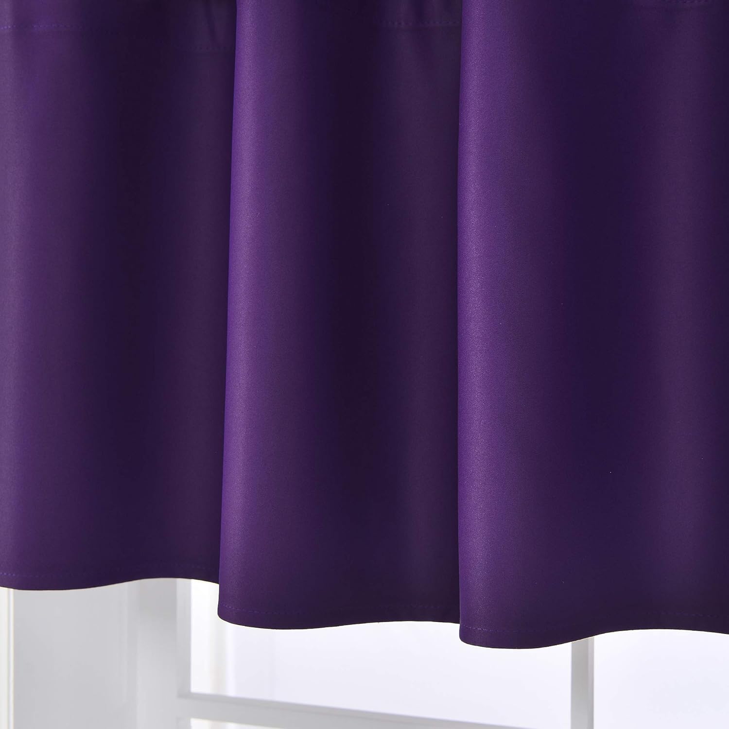 RAIN CITY Cenefas opacas moradas para tratamiento de ventanas de 18 pulgadas de largo, con aislamiento térmico sólido y ojales en la parte superior,