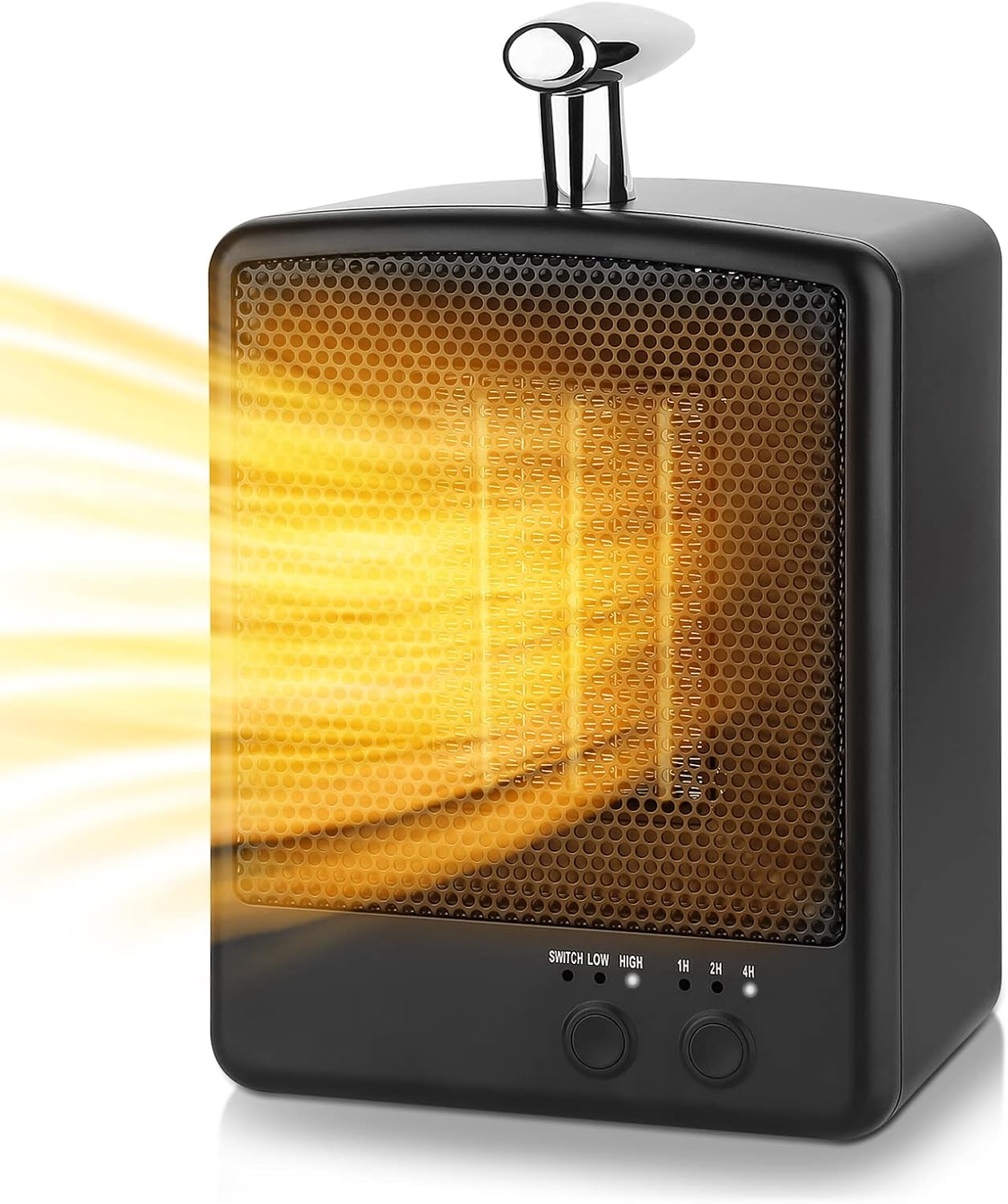 ACTICO Calentador de espacio, calentador de cerámica PTC de 1200 W600 W, interruptor de 2 velocidades y función de temporizador, calentador portátil