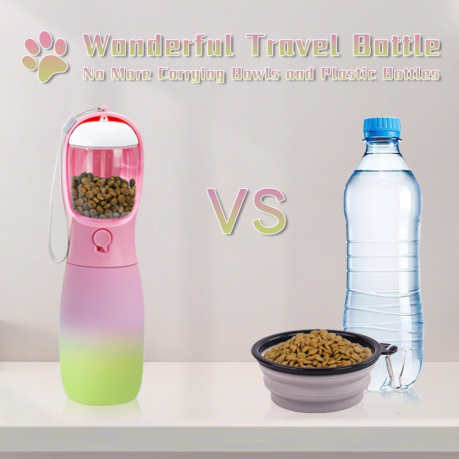MITOCAPY Botella de agua portátil para perros, dispensador de agua para perros de gran capacidad de 19 onzas, a prueba de fugas, accesorios para