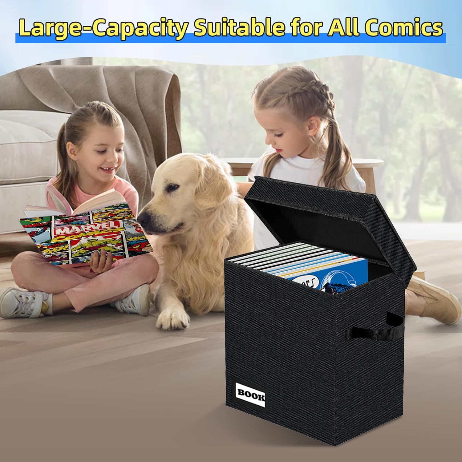 Paquete de 3 cajas de almacenamiento de cómics, organizador protector de cómics de colección, 11.8 x 9.8 x 7.8 pulgadas, plegable con capacidad para