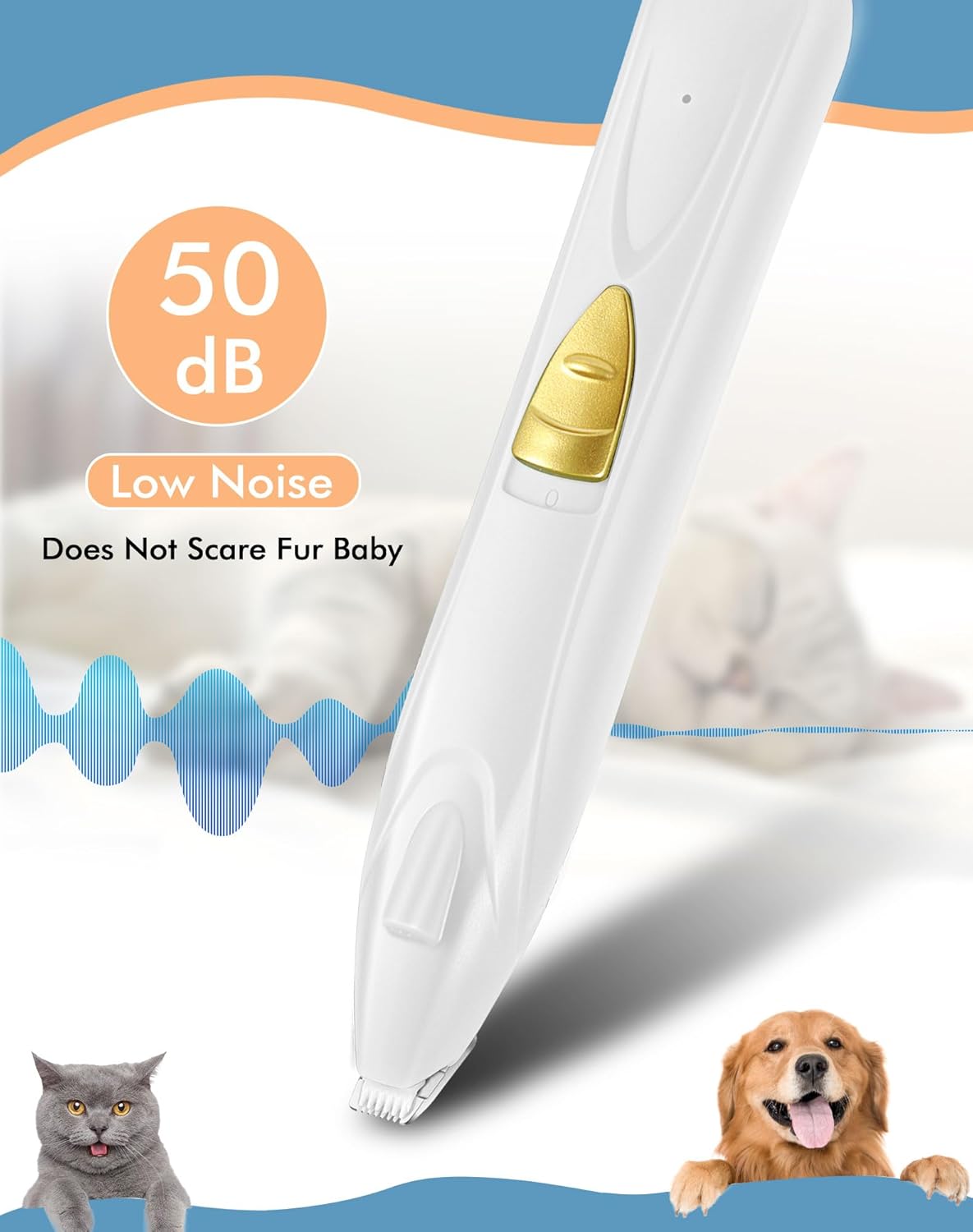 Cortapelos para perros, kit inalámbrico de aseo para perros pequeños con luz LED, recortadora de pelo de gato recargable de bajo ruido para aseo de