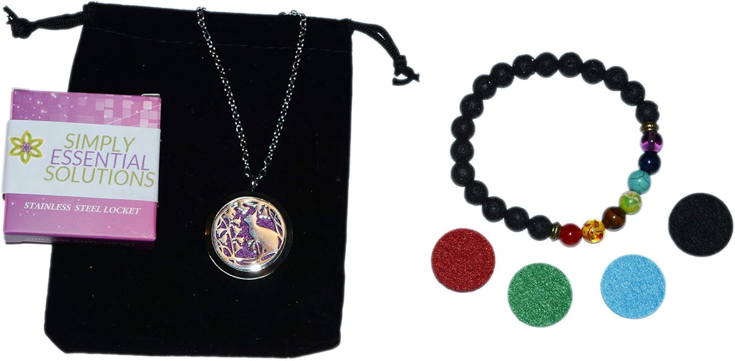 Difusor de aceite esencial de aromaterapia de acero inoxidable con medallón magnético plateado, collar de cadena de 2 tamaños, almohadillas de