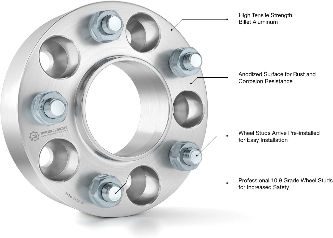 2 separadores de rueda  Patrón de pernos de 5 X 114.3 mm – 64.1 mm de diámetro., Plateado