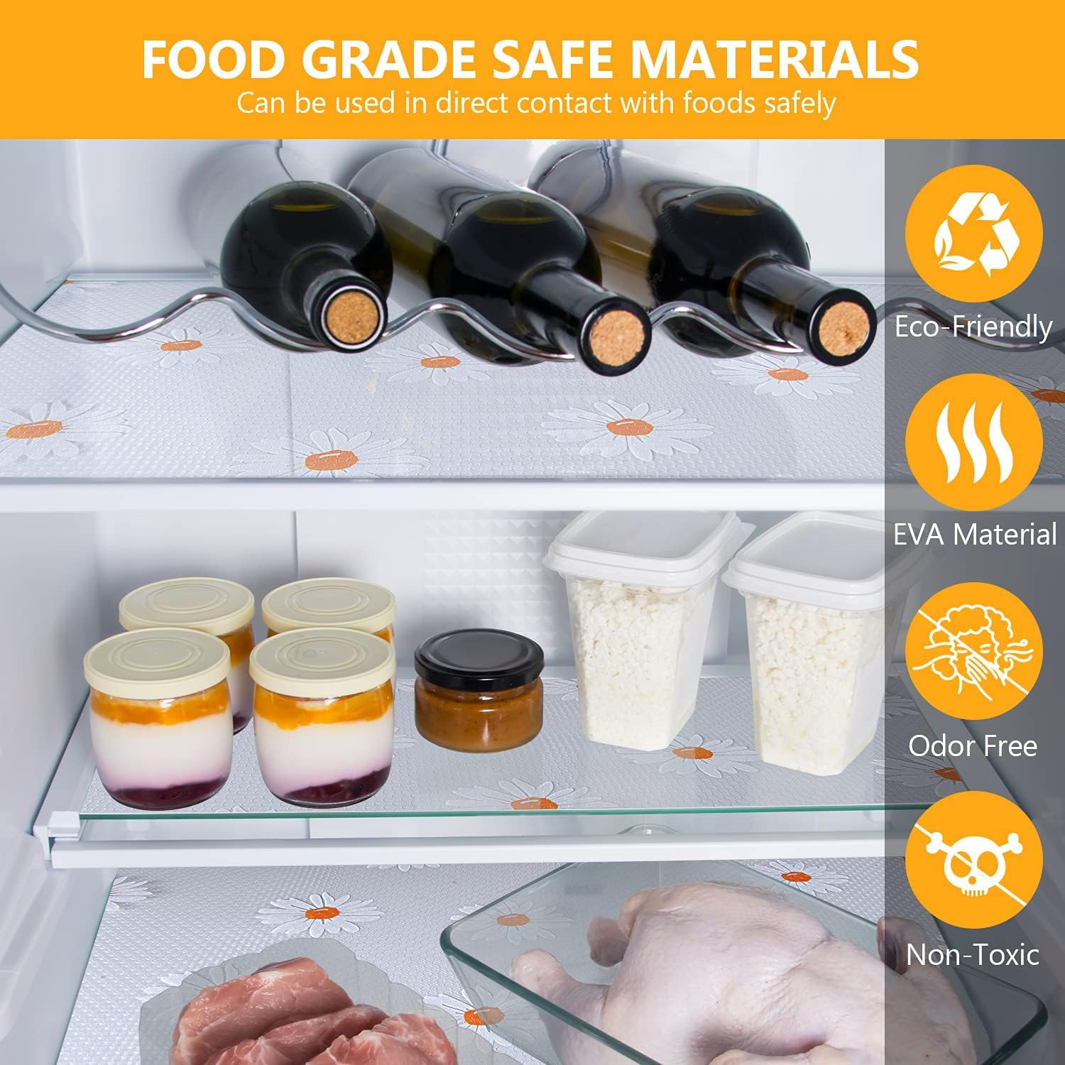 INNOLITES 9 Pack Refrigerator Liners, Waterproof Washable Fridge Liner, 17.7″x11.8″ Non-Adhesive Refrigerator Shelf Liner-BPA Free, for Fridge Glass
