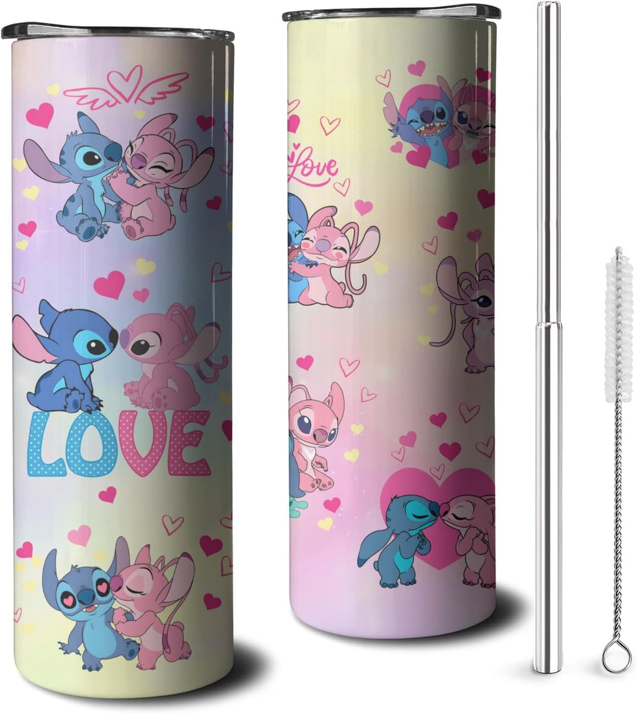 Geubuxi Divertida botella de agua de dibujos animados para adultos, taza de acero inoxidable para niños con popote y tapa, taza térmica de 20 onzas,