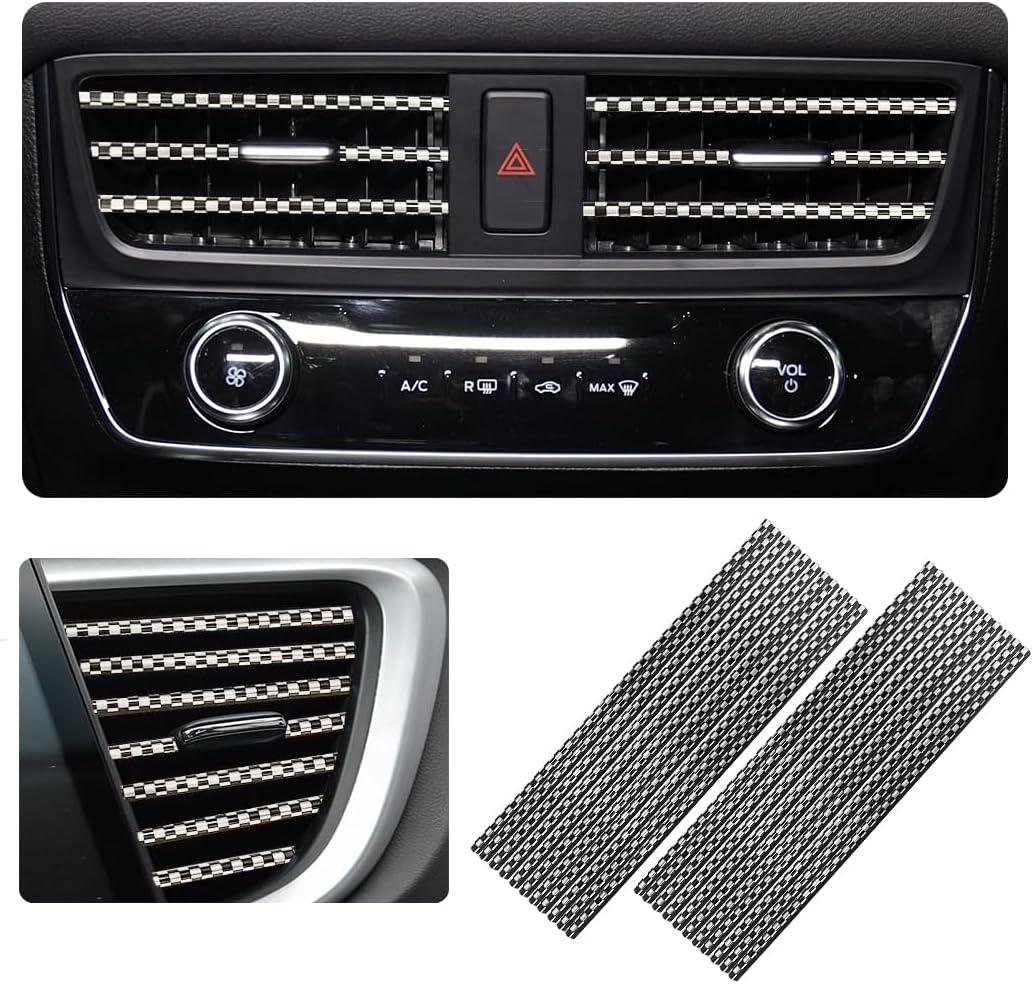 Ziciner 20 tiras decorativas de aire acondicionado de automóvil, impermeables, flexibles, para salida de aire automático, borde brillante,