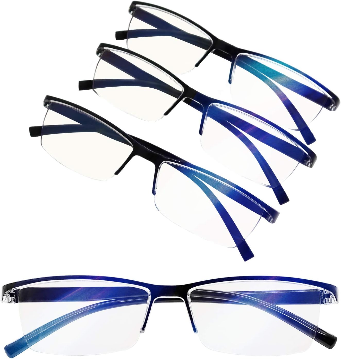 MARE AZZURO Paquete de 4 lentes de lectura con bloqueo de luz azul para mujeres y hombres lectores 1.0 1.25 1.5 1.75 2.0 2.25 2.5 2.75 3.0 3.5 4.0,