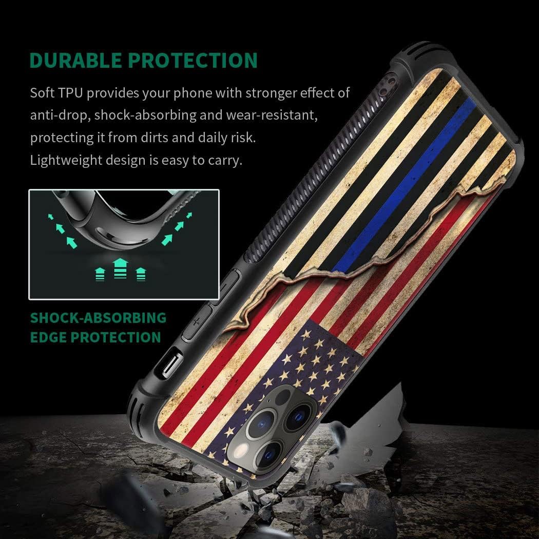 DAIZAG Funda compatible con iPhone 13 Pro Max, funda de poliuretano termoplástico con empalme rojo y azul de la bandera estadounidense para iPhone