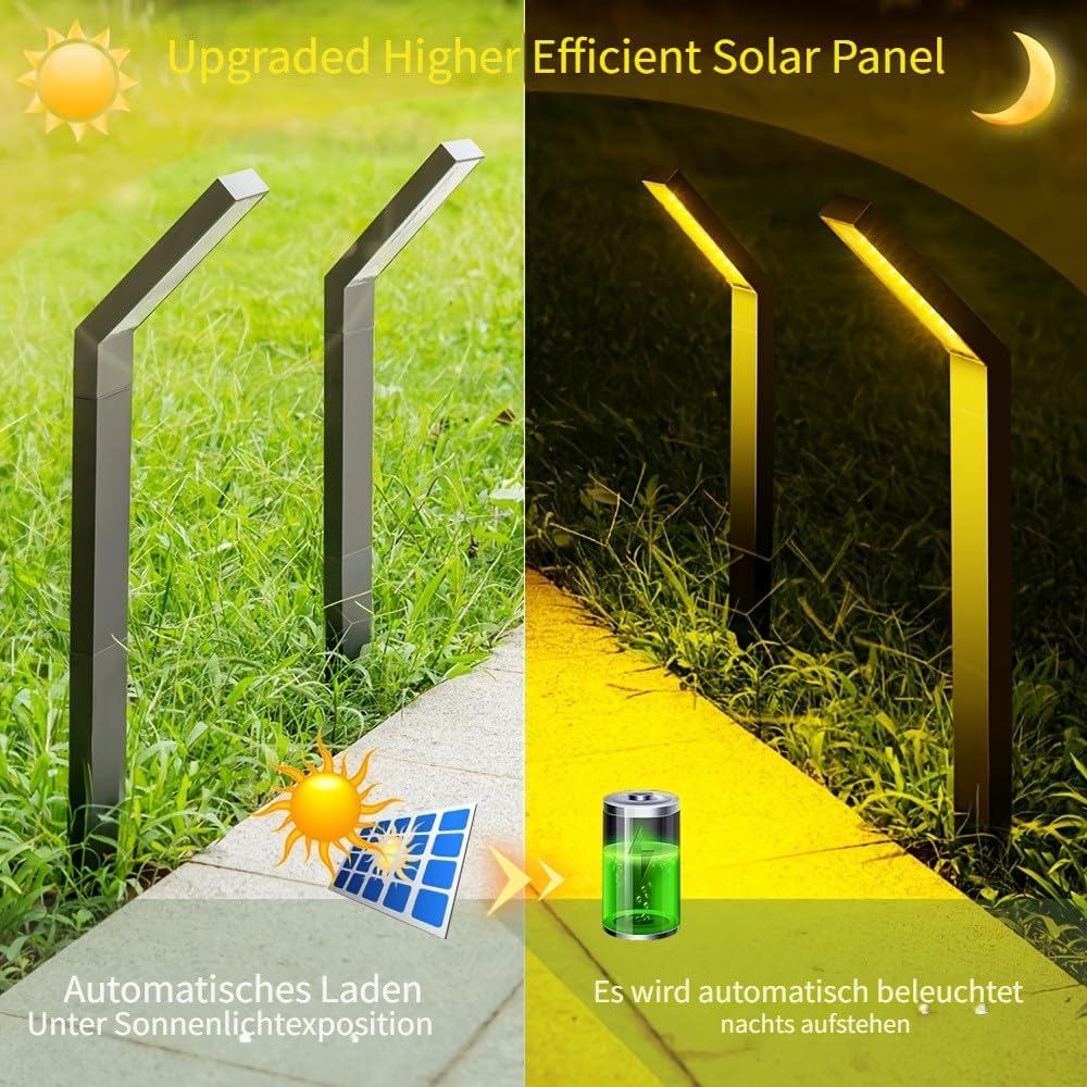 Luces solares para camino, paquete de 4 luces solares para jardín al aire libre, impermeables, alimentadas por energía solar con luces LED blancas