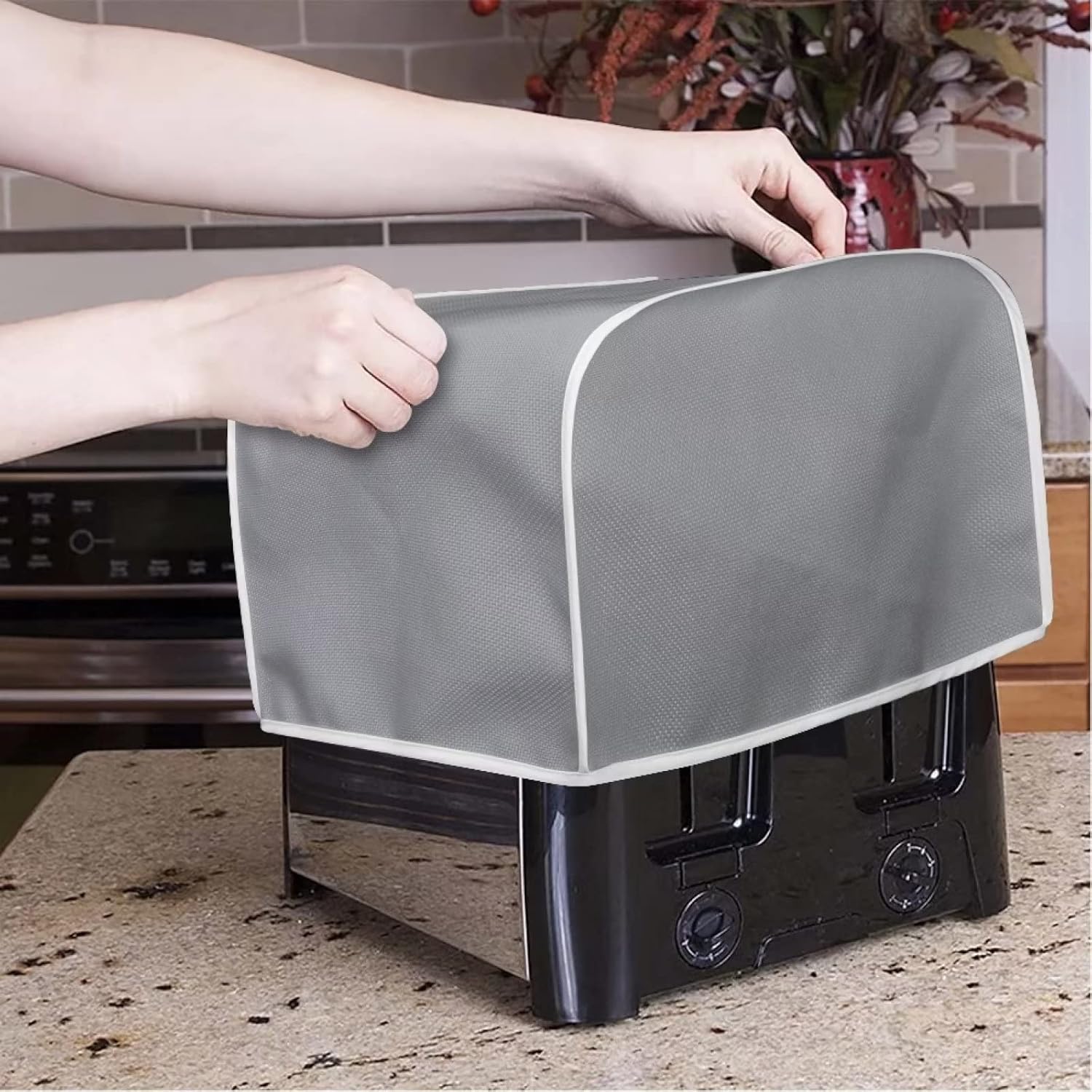 Cubierta para tostadora roja, cubierta acolchada para tostadora de 2 rebanadas, cubiertas de electrodomésticos pequeños de cocina, cubierta de