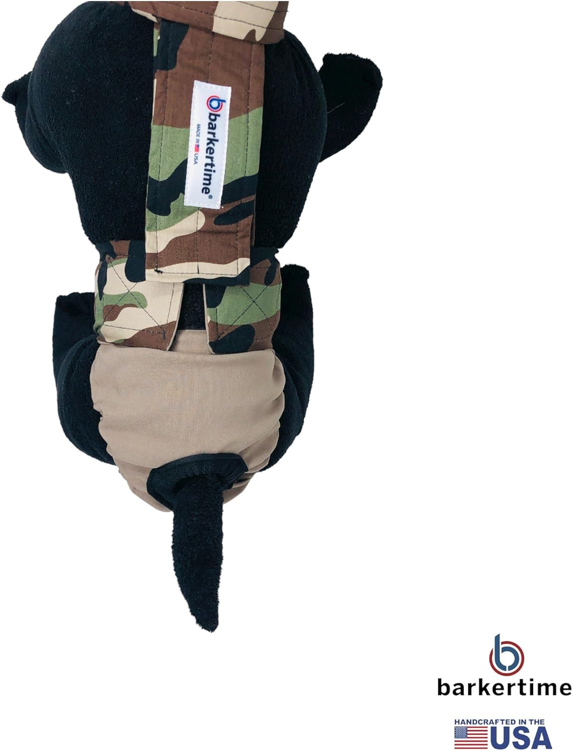 Pañal para perro Camo on Brown, XL, con agujero para la cola, fabricado en Estados Unidos