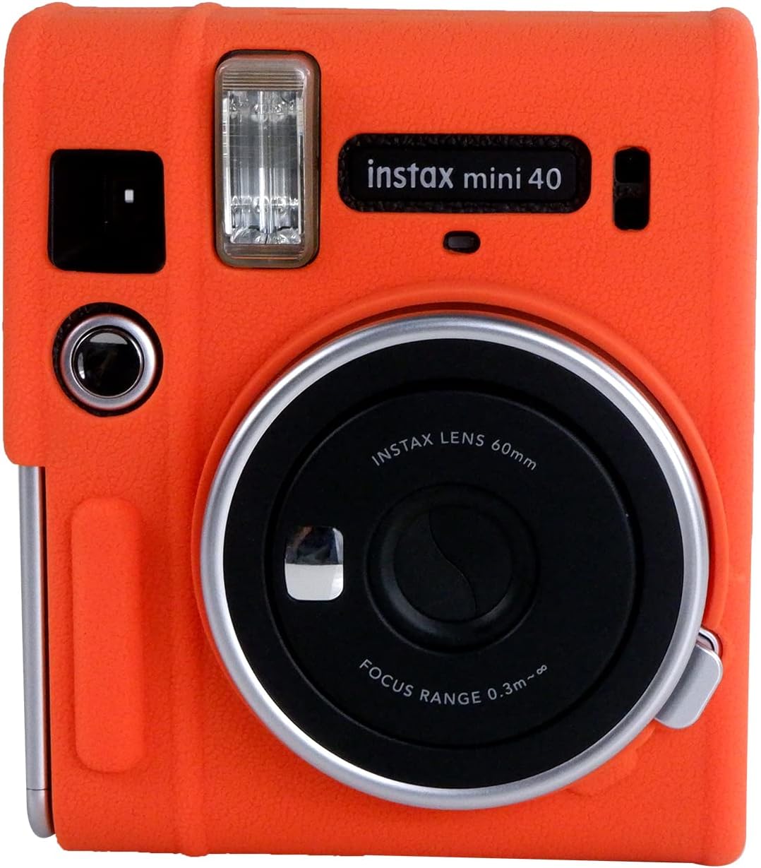 Rieibi Mini 40 – Funda protectora de silicona para cámara instantánea Fuji Instax Mini 40 – Funda ligera de goma suave para Fujifilm 40 – Naranja
