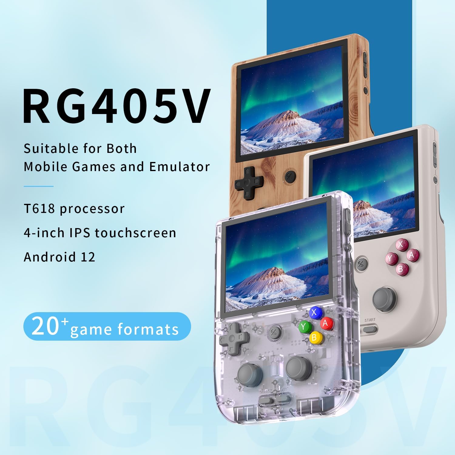 RG405V – Juego de mano retro, Android 12 integrado 128G TF tarjeta 3172 juegos, pantalla táctil IPS de 4 pulgadas con extremo frontal de juego,