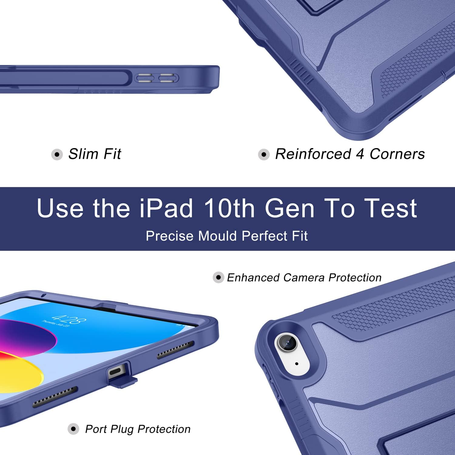 Soke Funda para iPad de 10.9 pulgadas de 10.9 pulgadas 2022, con protector de pantalla integrado y soporte, funda protectora de cuerpo completo