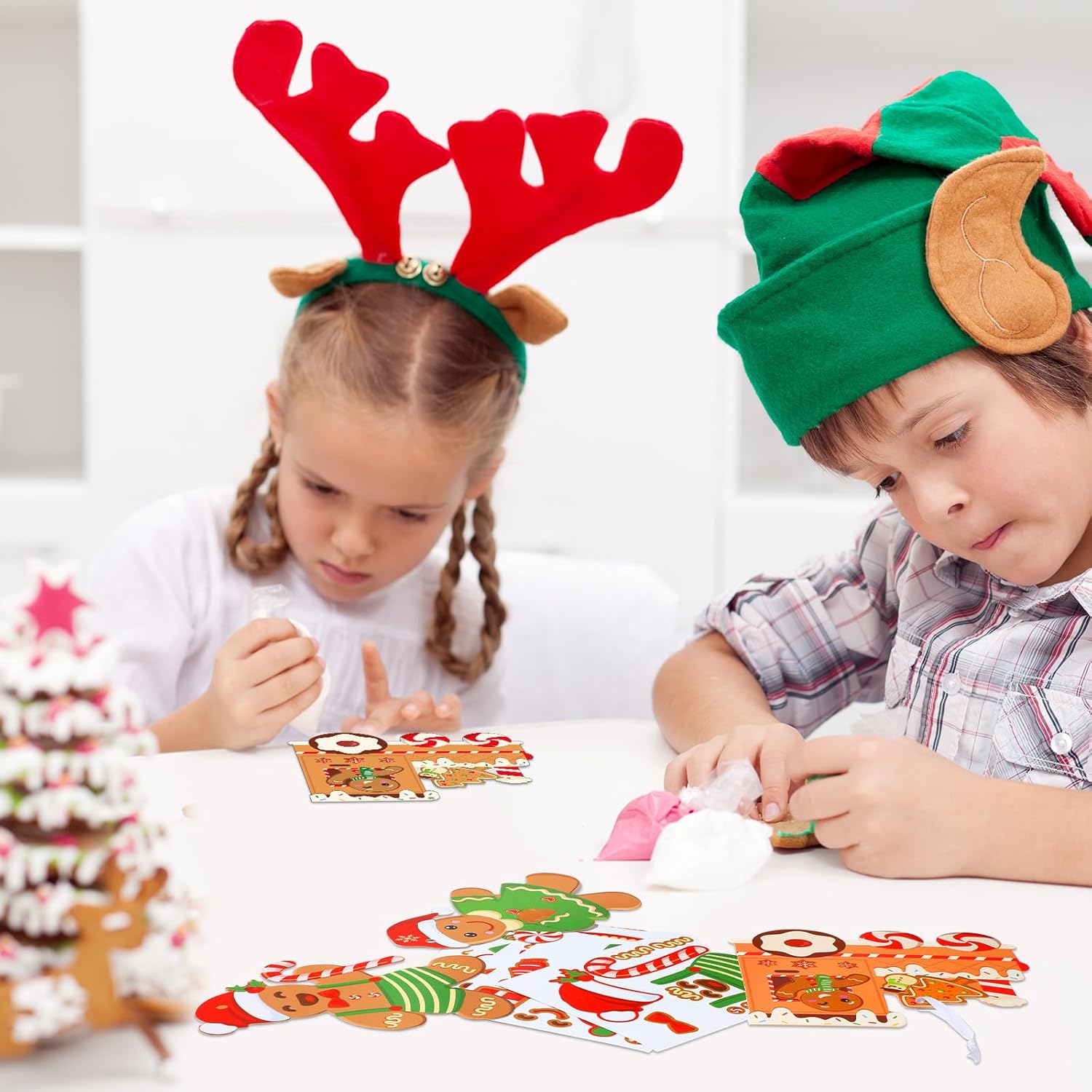 Funrous 48 kits de manualidades de Navidad para niños, arte y manualidades de Navidad, kit de adornos de Navidad para hacer tus propios proyectos de
