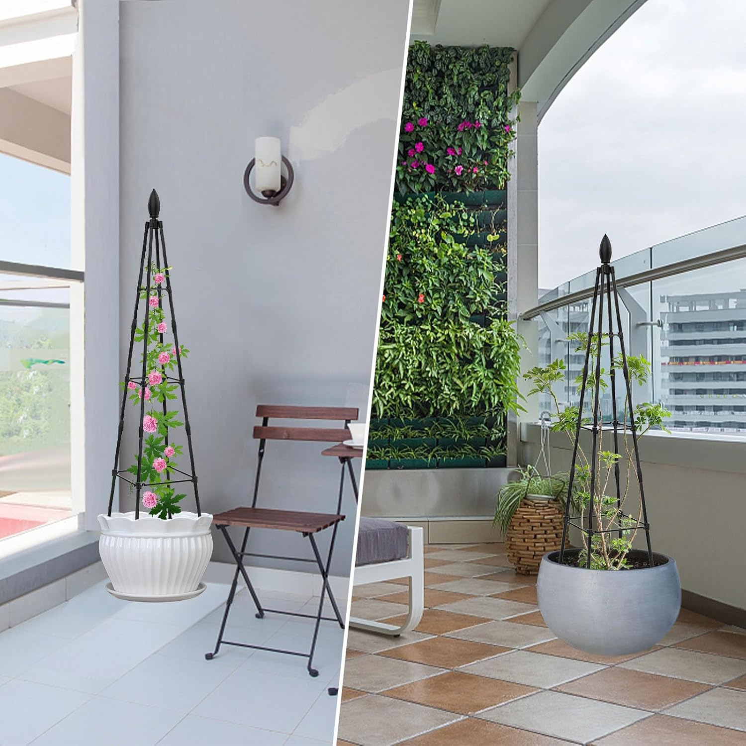 Enrejado de obelisco de jardín para plantas trepadoras, enrejado de jardín de 4 pies, enrejado de metal de obelisco de jardín, jaula de tomate