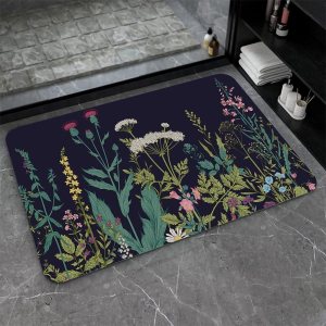 ZHUZHISHAN Tapete de baño de tierra de diatomeas, diseño de flores silvestres, antideslizante, súper absorbente, de secado rápido, para baño, ZHUZHISHAN Tapete de baño de tierra de diatomeas, diseño de flores silvestres, antideslizante, súper absorbente, de secado rápido, para baño,