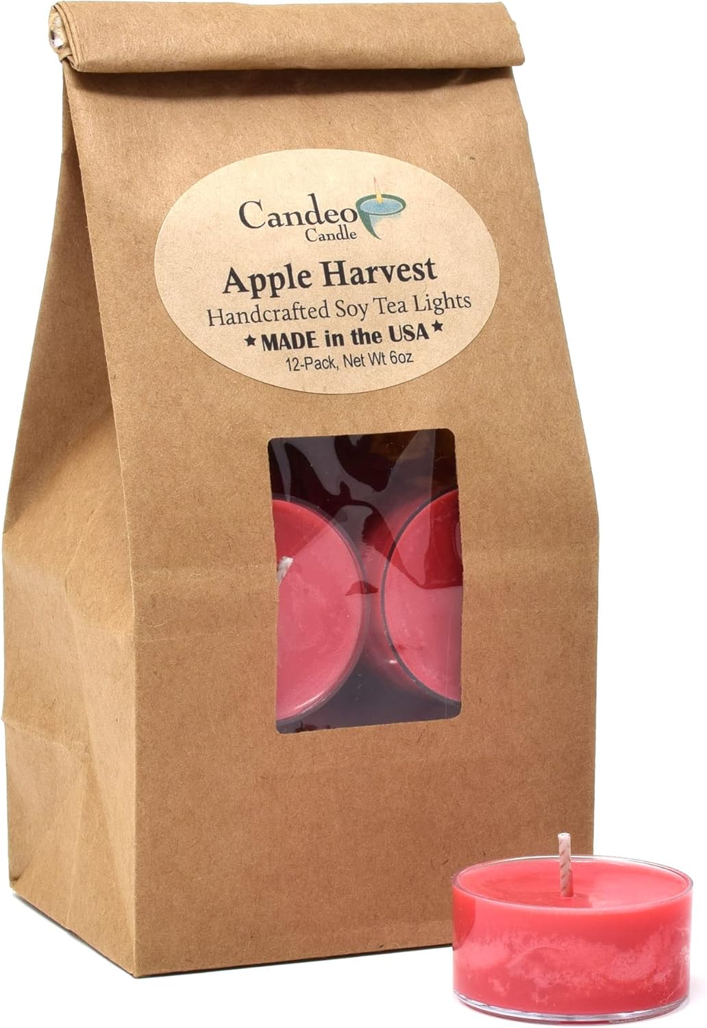 Apple Harvest – Paquete de 12 velas perfumadas – Mezcla de cera de abeja de soja – Hecho a mano en los Estados Unidos – Candeo Candle – Aromas de