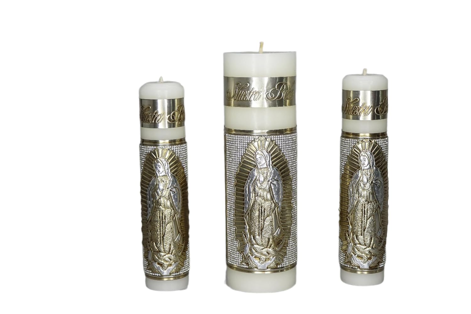A&C Quinceañeras and More Virgen de Guadalupe Unity Candles Wedding Set Unity candles Set of 3 for wedding Ceremony Candles for Wedding velas de