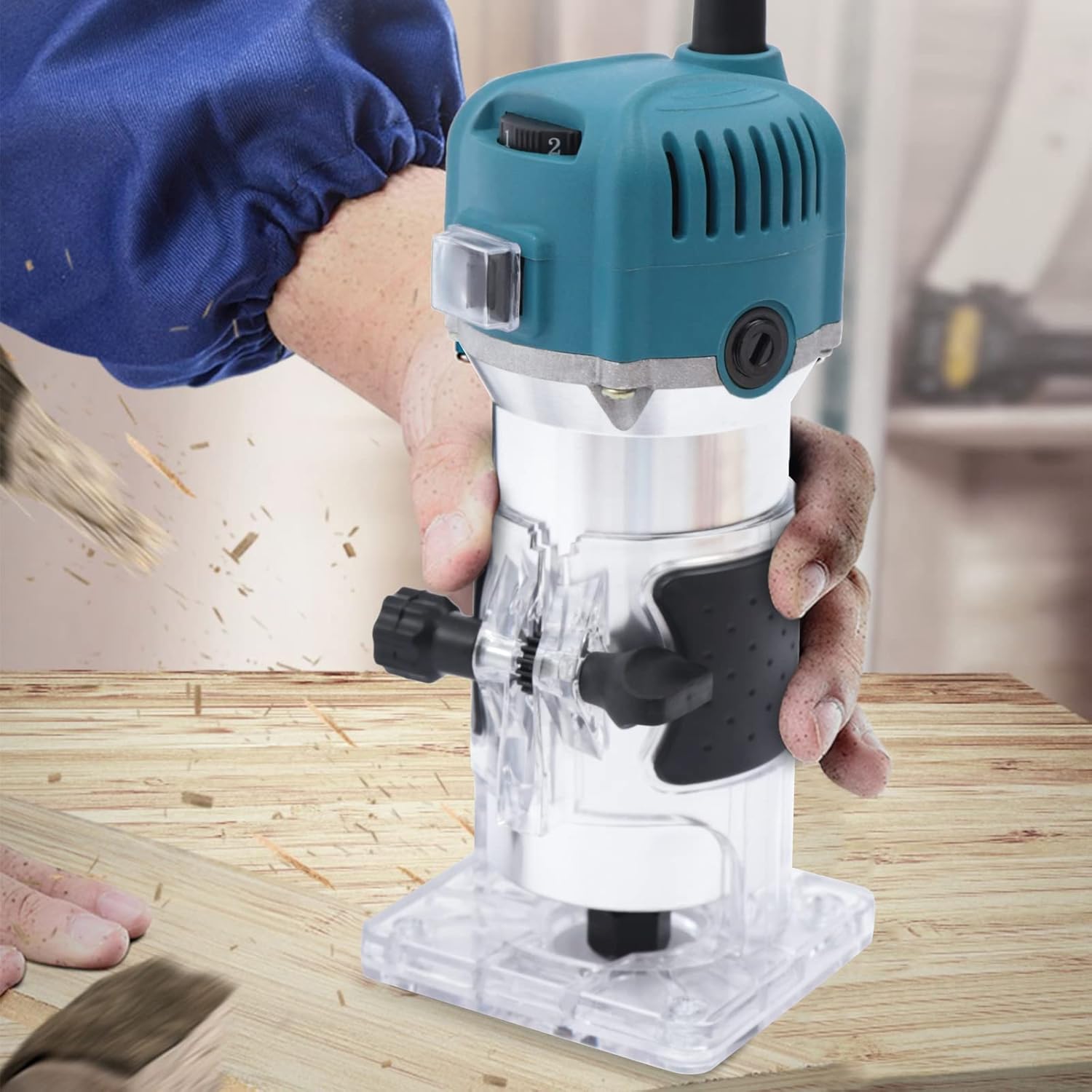 Herramienta de enrutador de madera, enrutador compacto con 6 velocidades variables, 15 brocas de enrutador de madera, herramientas de carpintería