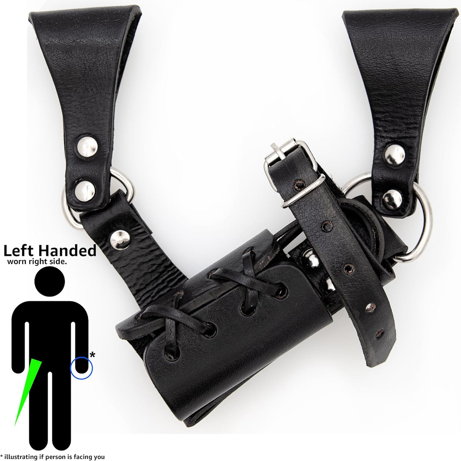 Armory Replicas – Handcrafted Leather Sword Frog  Medieval Costume LARP Adjustable Buckle & Corded Weapon Belt Holster Holder