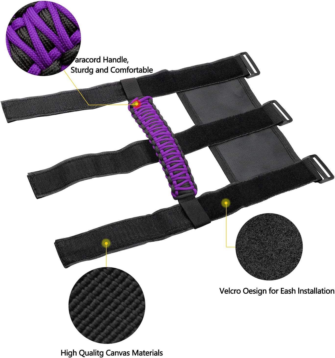 4 asas de agarre para Jeep Wrangler YJ TJ JK JKU JL JLU Sports Sahara Freedom Rubicon Unlimited X Gladiator JT 1955-2022 UTV ATV Paracord accesorios