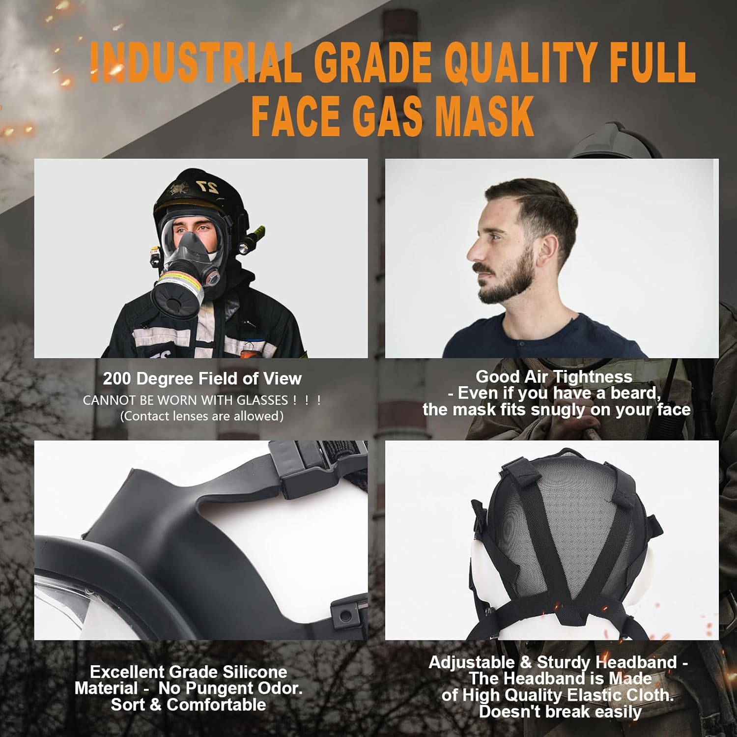 Máscara respiradora de vapor orgánico nuclear y químico de supervivencia con filtros Filtración avanzada de 1.575 in, cartucho 60926 para partículas