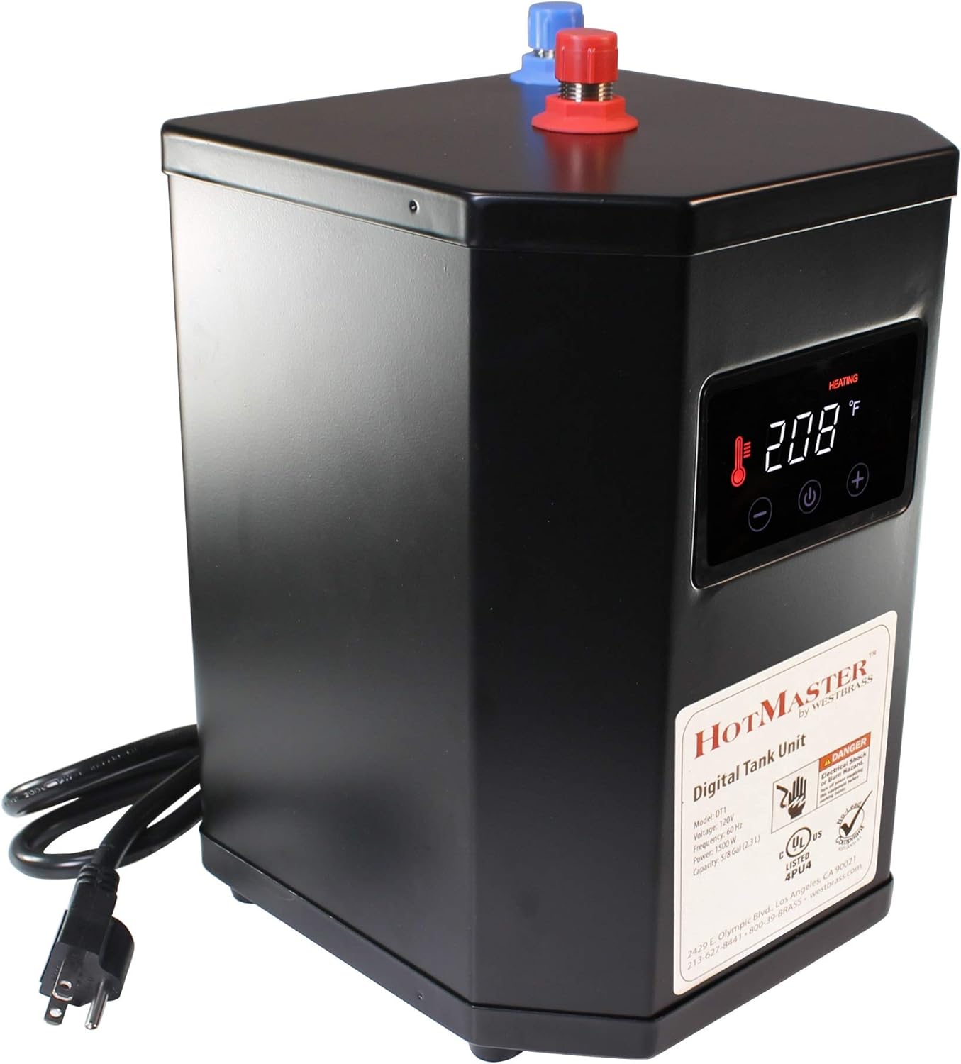 Westbrass DT1F271-62 Develosah – Grifo dispensador caliente de 9 pulgadas con 1 mango con sistema de tanque digital HotMaster DigiHot y filtro de