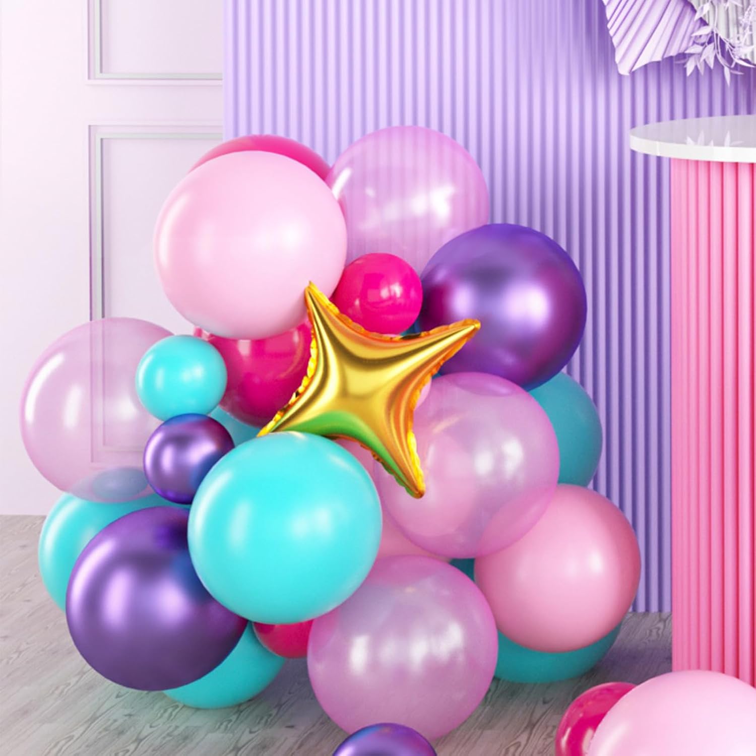 Kit de arco de globos rosa morado, kit de arco de globos azul, rosa y morado, arco de globos rosa intenso, guirnalda de globos rosa intenso con