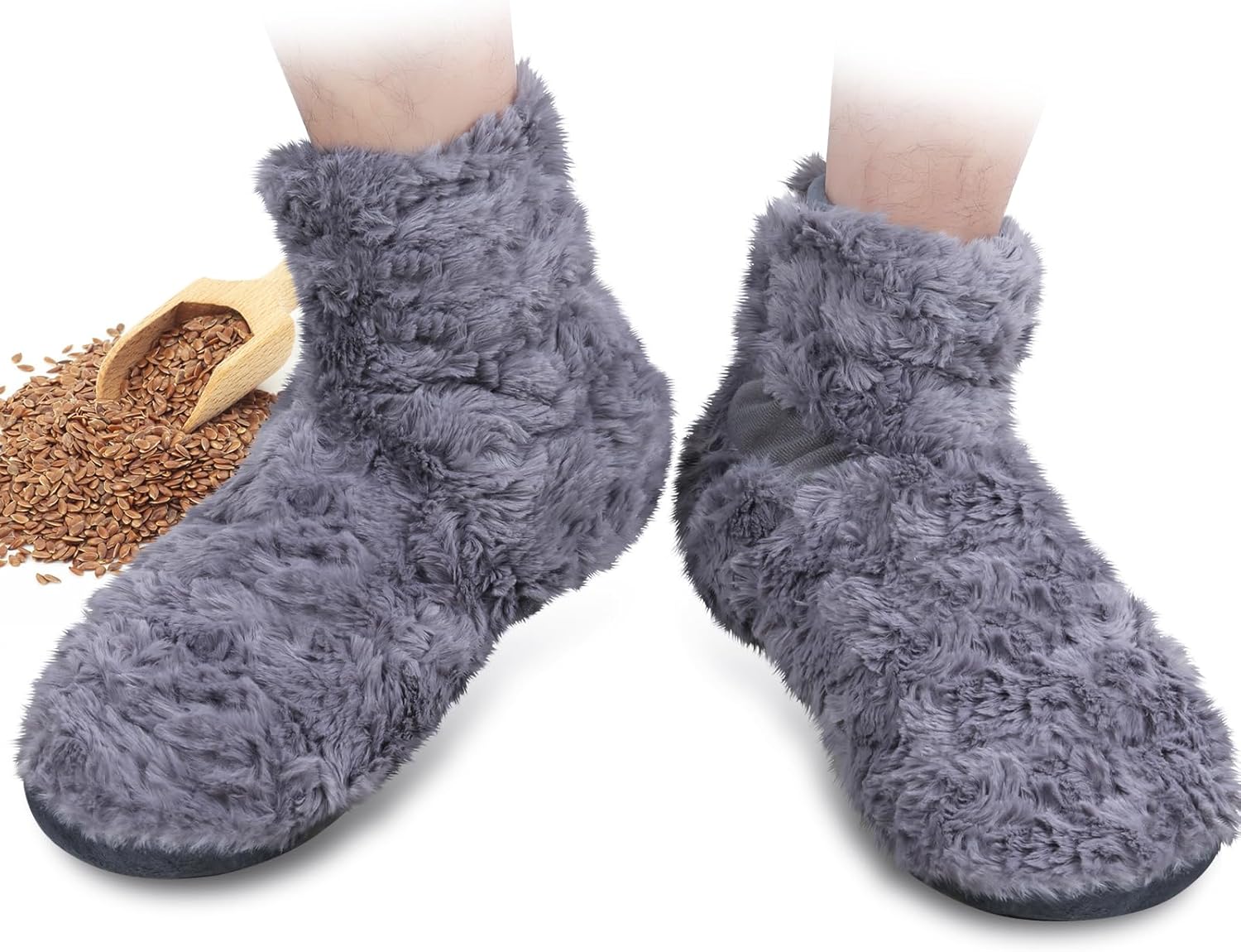 REVIX Botines y calentadores de pies para microondas para mujeres y hombres. Calentador de pies calentado por microondas con terapia de calor húmedo